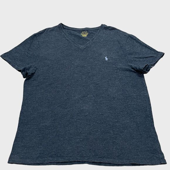 Polo Ralph Lauren Mens T Shirt XL Designer Tee Preppy V Neck Layering Slim Fit - Picture 1 of 8